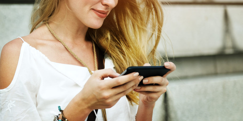 Blond Woman Surfing Internet Concept