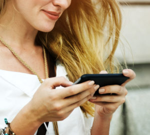 Blond Woman Surfing Internet Concept