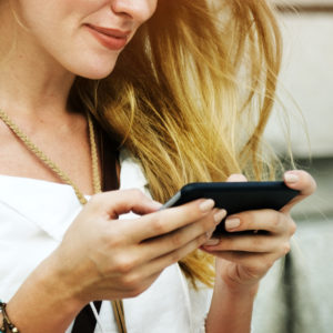 Blond Woman Surfing Internet Concept