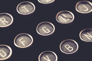 Close up of vintage typewriter machine keys