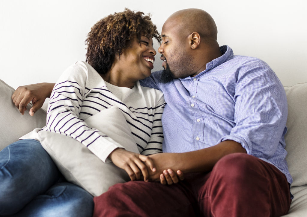 Couple having a romantic and happy time together