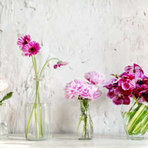 Flower arrangement in glassware decoration