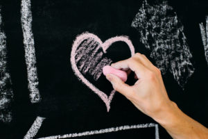 pink chalk heart