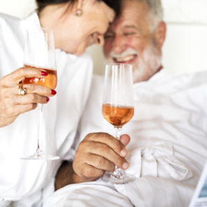 Senior couple toasting