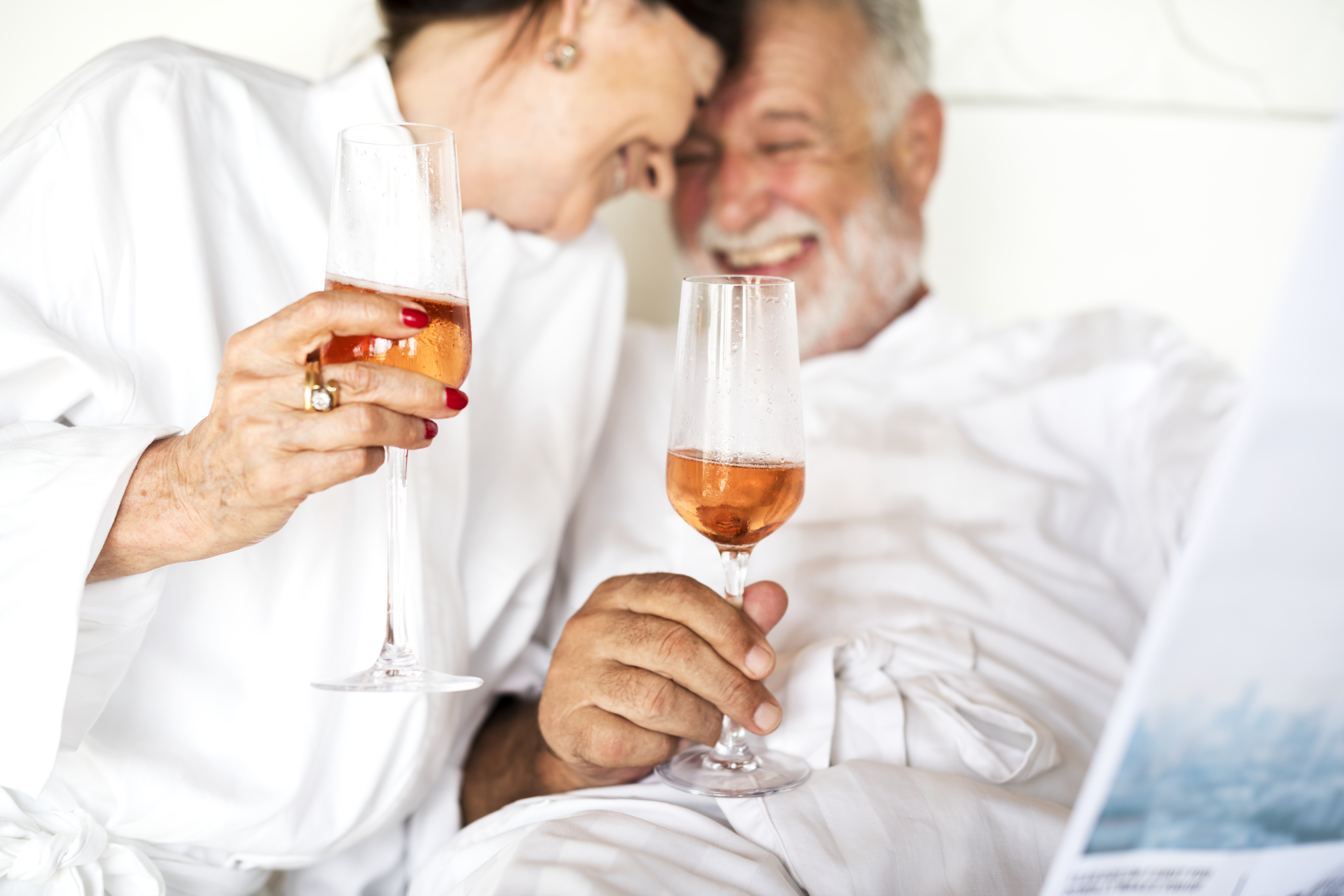 Senior couple toasting