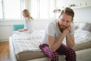 Stressed couple arguing