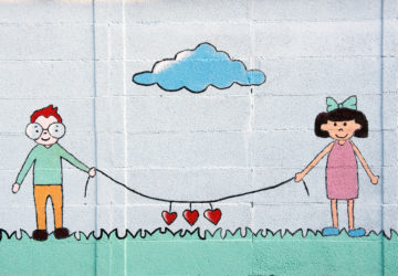 wall mural of boy and girl