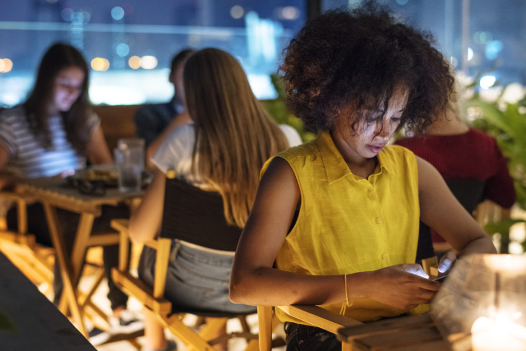 Young adult on a smartphone